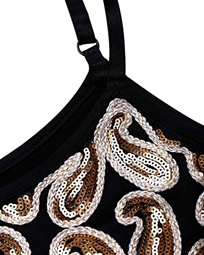 BIUBIU Damen Vintage Flapper Paillettenkleid Cocktail Ballkleid Partykleid Schwarz Gold XXL - 4