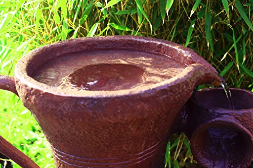 Solar Springbrunnen in Terrakotta-Optik Gartenbrunnen Kaskade Krüge - 2
