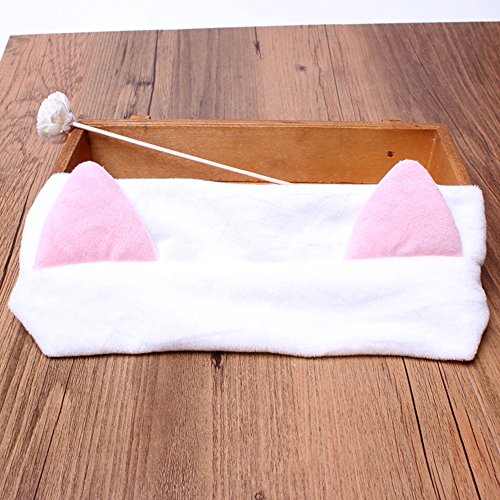 Contever® 1x Niedlich Katzenohren Stirnbänder Flannel Mädchen Turban Haarband Baden Spa Make up Haarreif Elastisch — Weiß - 5