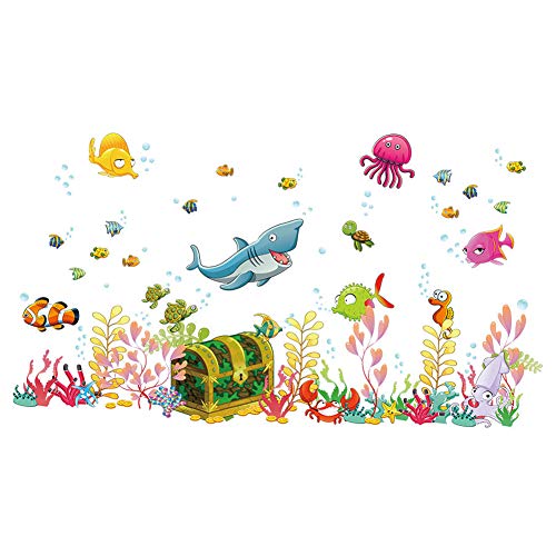 ElecMotive Pegatina para pared decorativos para Decorar Las habitaciones de los niños Océano Profundidad Tropical Peces 68 x 122 cm
