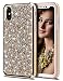Produktbild LeeACC Glitzer Hülle für iPhone XS Max, iPhone XS Max Handyhülle, Glänzend Bling Glitter Diamant Strass Rhinestone Hart PC + Silikon Bumper Stoßfest Case Schutzhülle für iPhone XS Max (6.5") Gold