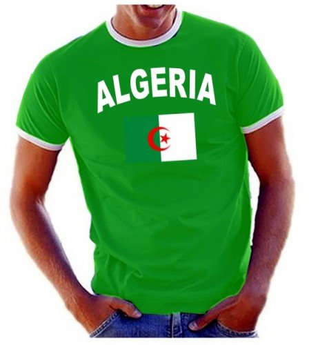 Coole-Fun-T-Shirts Herren T-Shirt Ringer, Grün, L, 10888_Algerien_HERI