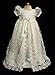 dressvip Ivory Lace Round Neck Short Sleeve Christening Gown with Ribbon (9-12months)
