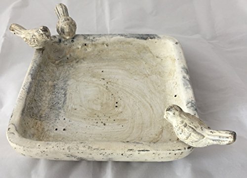 Vogeltränke Vogelbad Vogelfutterstation mit 3 Vögeln Keramik Shabby Chic Vintage • toller Hingucker - 3
