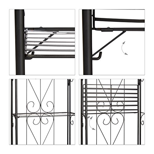 Relaxdays Blumenregal Metall 4 Ablagen, klappbar, witterungsfest, als Pflanzenregal, HxBxT: 157 x 44 x 24 cm, schwarz - 5