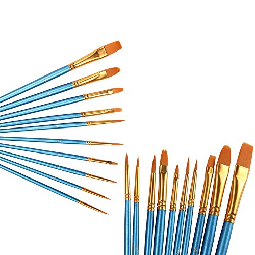 MoonLi Künstler Pinsel Set Öl Nylonhaar -Pinsel für Acryl und Ölmalerei 10 Stück (Blau) - 8
