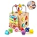 Produktbild Motorikwürfel Motorikspielzeug 5-in-1 Garten-Spielecenter Baby-Kinderspielzeug aus Holz Motorikschleife, Schiebespiel und Rechenschieber