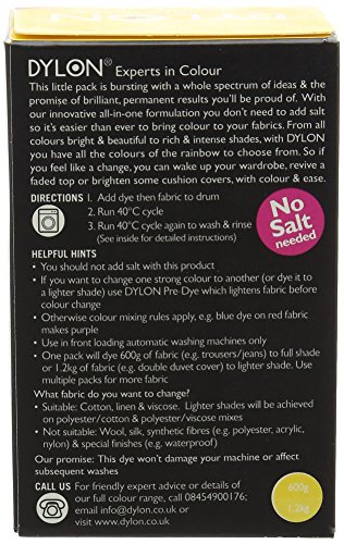 Dylon Waschmaschinenfarbe – Sonnenblumengelb 350g mit Salz - 2