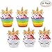 Produktbild Cupcake Wrappers, LUTER Einhorn Cupcake Toppers Geburtstag Cake Topper Horn und Ohren Beidseitig Kinder Party Kuchen Deko (24 Stück)