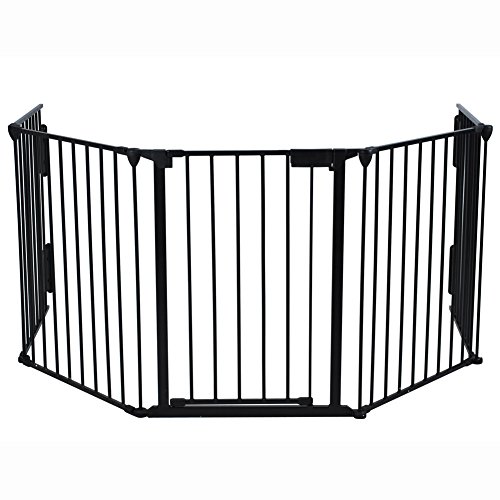 Flex Hearth Gate Fireguard Metal Playpen with Door for Baby&Pets 310CM Black