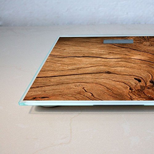 banjado – Personenwaage digitale Körperwaage 30cm x 30cm aus Glas mit Motiv Trockenes Holz - 3