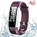 Produktbild Fitness Armband mit Pulsmesser,Wasserdicht IP67 Fitness Tracker Aktivitätstracker Pulsuhren Smartwatch Schrittzähler mit Vibrationsalarm Anruf SMS Whatsapp für iPhone Android Handy-Lila
