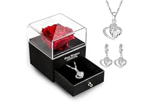 KJSXUUE Muttertagsgeschenke für Mama, Ewige Rosenschmuck Geschenkbox, Rosen Geschenkbox mit Halskette, Valentinstag, Muttertag, Hochzeit Jahrestag, Geburtstag, Geschenk für Frauen (Schwarz)