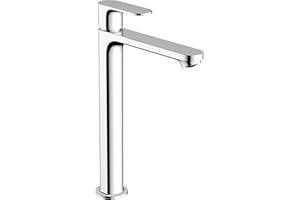 hansgrohe Rebris S - grifo lavabo sin desagüe, ahorro de energía (CoolStart), grifo monomando lavabo, altura del caño 242 mm, ahorro de agua (EcoSmart), cromo, 72582000
