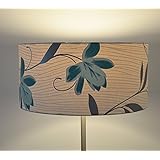 Lampenschirm handgemacht 40 Durchmesser Weiß-Türkis Blumen