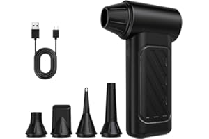 HUZAYL HOME STORE Huzayl Air Duster 130,000 RPM High-Power Motor, USB Rechargeable Durable, Adjustable Dust Blower Cleaner for PC, Keyboard, Outdoor, House and Car (Black)