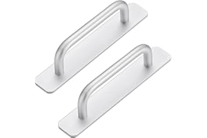 Funnytek 2 maniglie autoadesive per mobili, in alluminio, senza foratura, per armadio, cucina, porta scorrevole, porta del balcone, 148 mm, argento