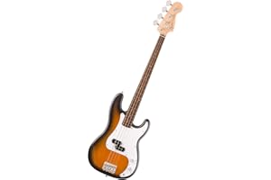 Squier by Fender Debut Collection Precision Bass, Einsteigerfreundlicher Bass mit sattem Klang, Hochwertiges Laurel Griffbrett, Weißes Schlagbrett, 2-Farb-Sunburst