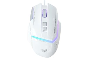 AULA S12Pro Gaming Mouse Wired,6 Adjustable DPI 12800,Ergonomic RGB Backlight Computer Mouse,Programmable PC Mouse with Side Buttons,Gaming Mice for Laptop Mac Gamer (White)