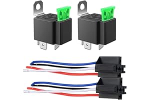 GUUZI 2 Pack 30A Relè Fusibile Kit Presa Camion Auto-30A ATO/ATC Set Cablaggio Interruttore-12V DC 4-Pin SPST Automotive 14 AWG Cavi