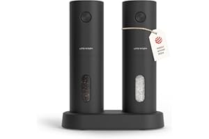 LARS NYSØM Moulin électrique sel et poivre | Automatique avec broyeur céramique réglable | Moulin à épices rechargeable USB (Carbon Black)