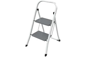 WerkaPro 10422 - Marchepied 2 marches - Pliable - Très léger - Gris - Supporte une charge de 150 kg