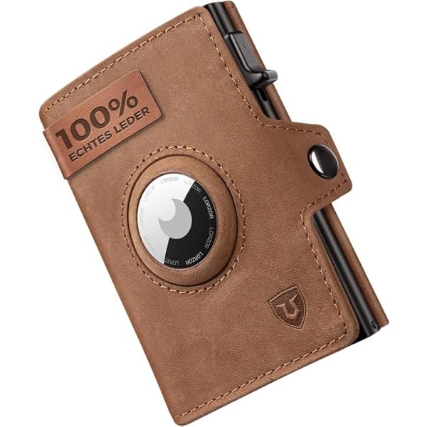Will Fire® AirTag Wallet met fotocapsule | Incl. AirTag-hanger | Echt lederen portemonnee met munt- en biljettenvak | Extra beveiligde RFID-kaarthouder | Ruimte voor maximaal (12) kaarten, Small