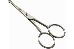 Tenartis Ciseaux Barbe, Moustache, Poils du Nez, Oreilles et Visage avec Lames Droites - Fabriqués en Italie (Acier à haute teneur en carbone)