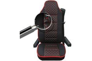 AB1 flexzon Universal Black Red Stitch Leatherette Fabric Comfort Seat Cover For Truck Lorry