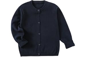 Yealoo Chaqueta de punto para niña, uniforme escolar, chaqueta de algodón, chaqueta para niños y niñas, cuello redondo, manga larga, suéter con botones