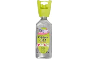 DIAM'S Peinture 3D Tous Supports, Argent nacré, 37 ml, Set de 37 Pièces