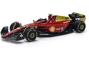 JODIYAAH Bburago 1/43 2022 F1-75 75° Anniversario Giallo Modena F1-75#55 Carlos Sainz Lega di Lusso Auto Diecast Modello Collezione di Giocattoli Regalo (F1-75#55)