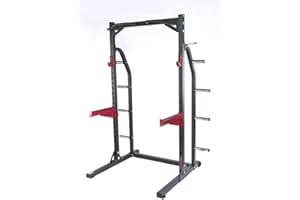 ‎FUEL FITNESS Fuel Fitness Half Cage HR400 Verstellbarer Kniebeugeständer mit Sicherheitsablagen und Hantelscheibenständer, Squat Rack, Kniebeugeständer mit Klimmzugstange, bis 272kg belastbar