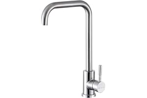 SOLVEX Grifo de Cocina,Giratorio 360° Grifos de Cocina de Acero Inoxidable 304 Monomando Regulable en Frío y Calor,Mezclador Fregadero Caño Alto Diseño Elegante,SP-10021