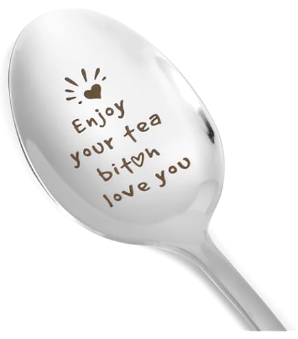 Enjoy Your Coffee Spoon - Lustiger Kaffeelöffel, Graviert, Edelstahl