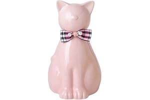Duuclume Urne funéraire en céramique faite à la main pour cendres de chat, statue de chat pour mémorial funéraire, urne pour animaux domestiques pour une utilisation en intérieur et en extérieur (rose