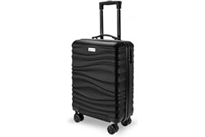AVIO Wave Cabin Suitcase 55x40x20cm – Lightweight Hard Shell Cabin Luggage with 4 Double Spinner Wheels, Telescopic Handle & 
