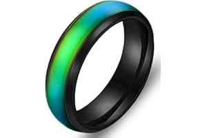 EUMENIDES Color Changing Ring,Men's Women's Mood Color Changing Ring， Titanium Steel Color Ring,Novel Ring, Lovers Fashion Ring,