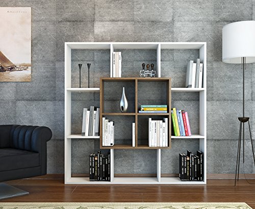 Libreria Da Ufficio R25 Bianca - 25x30x182 Cm, Multiuso Per Libri, Giocattoli, Ufficio, Camera