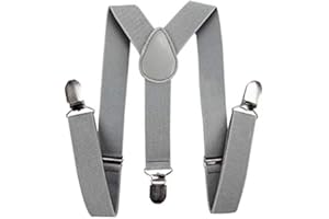 axy Kinder Jungen Hosenträger-Y Form breit 2,5 cm mit 3 Starken Clips, kombinierbar mit Fliege - Uni Farben HTK25-1