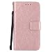 Produktbild DENDICO Microsoft Lumia 640 Hülle, Premium Leder Wallet Tasche Etui Sonnenblume Prägung Hülle mit Magnetverschluss, Flip Brieftasche Handy Schutzhülle für Samsung Microsoft Lumia 640 - Roségold