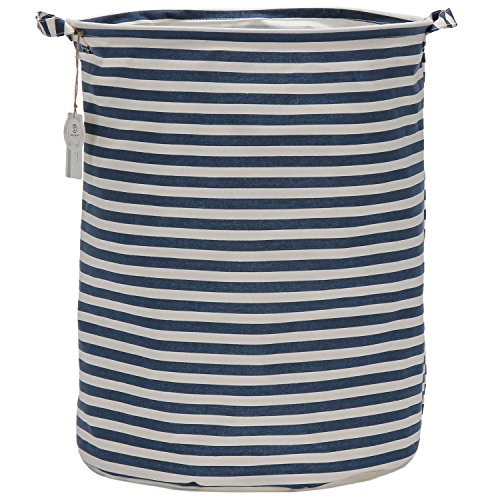 Sea Team Waterproof Coating Ramie Cotton Fabric Folding Laundry Hamper, Storage Basket,L