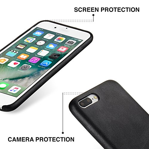 Funda iPhone 8 Plus  iPhone 7 Plus Carcasa  MH Designs Luxury Vintage Series Ultra Delgado De Piel Suave Pu Cuero Case Funda Carcasa Para Apple iPhone 7 Plus   iPhone 8 Plus 5 5 Inch -  Negro 