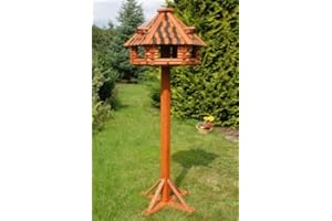 Deko-Shop-Hannusch XXL massives Luxus Vogelhaus mit Ständer + imprägniert, Vogelfutterhaus mit Futtersilo, Silo