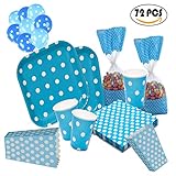 Kit de cumpleaños para 8 persana: total contiene 80 pcs lunares color azul.