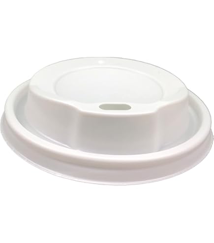 PAPSTAR Deksel f. hard papieren bekers/koffiebekerdeksel TO GO (100 stuks) rond 8 cm, wit, polystyrol, passend bij beker To Go, voor het warm houden van warme dranken, met drinkopening, #14809