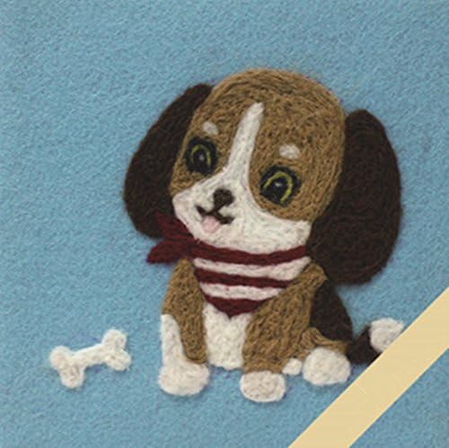 Handidi DIY Needle Felting Starter Kit,Wool Felt Kit, DIY Gift, Cute Brown Dog, FT-057, Size 6 in X 6in