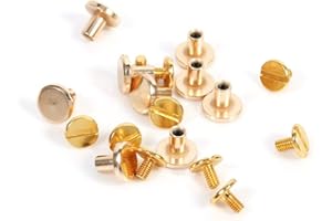 ESTINK Brass Buttons Stud, 10 Sets Solid Brass Buttons Stud Screw Nail Screwback Cap Rivets Leathercraft Studs Belt Strap Bag Screws(8mm)