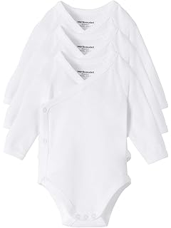 Vertbaudet Set of 3 Newborn Baby Bodysuits Organic Collection Long Sleeve White