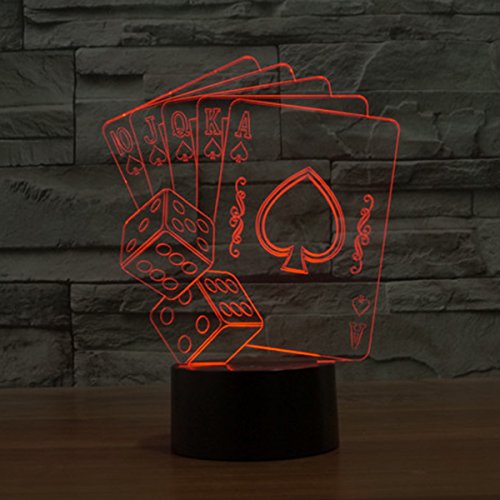 FZAI optische Täuschung 3D-Lampe Poker und Sieben, Farbe wechselnden Nachtlicht - 5